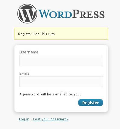 login and register in word press blog