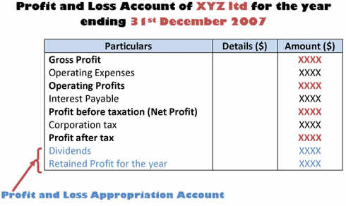profit and loss account format