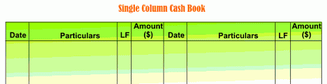 single column cashbook